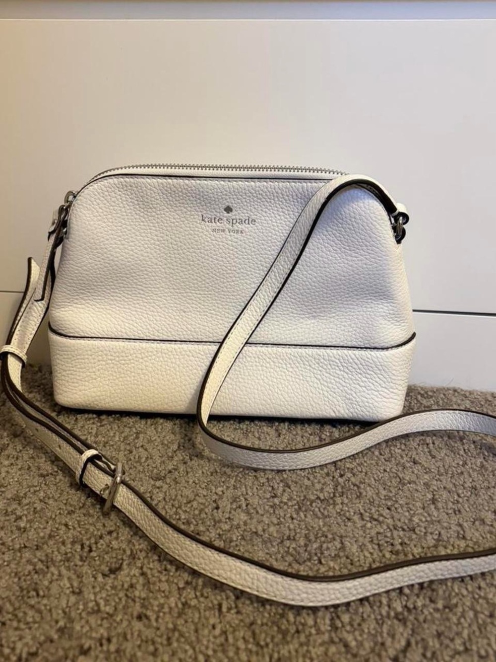 Kate Spade White Pebbled Leather Crossbody Bag
